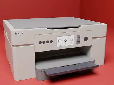 Light Gray Brother Office Printer Appliance With Compact Design And Control Panel 3d model