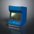 Retro Blue Arcade Gaming Machine Features Screen And Colorful Control Buttons 3d model