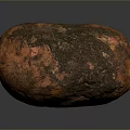 Roasted Sweet Potato With Charred Surface And Orange Red Hue On Dark Reflective Background