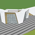 Contemporary Sales Office Building Featuring Geometric Design Glass Facade And White Exterior
