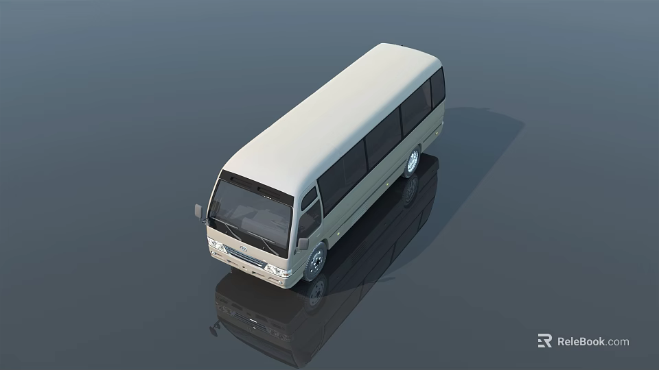Modern Sleek White Bus Featuring Large Windows And Shiny Surface Reflection 3d model 