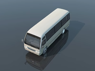 Modern Sleek White Bus Featuring Large Windows And Shiny Surface Reflection 3d model