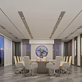 Elegant Hotel Lobby Interior Design With Marble Reception Desk Hanging Lights And Potted Plants