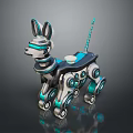 Futuristic Robotic Dog With Mechanical Joints Blue White Color Scheme And Glowing Accent Elements