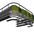 Modern Hanging Chandelier With Black Metal Frame And Green Plants