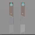 Two Modern Gray Swing Doors with Blue ZX Logo and Left Arrow Design
