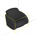 Modern Black Leather Unique Shaped Sofa With Curved Arms And Button Tufted Backrest