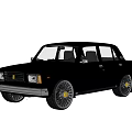 Black Classic Four Door Sedan With Silver Spoke Wheels And Vintage Design