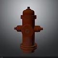 Red Fire Hydrant with Metallic Surface and Classic Urban Structure