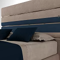 Modern Double Bed With Upholstered Light Gray Navy Headboard Decorative Pillows Throw Blanket 3d model