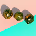 Fresh Vibrant Pumpkins with Green Orange Hues on Pink Blue Background