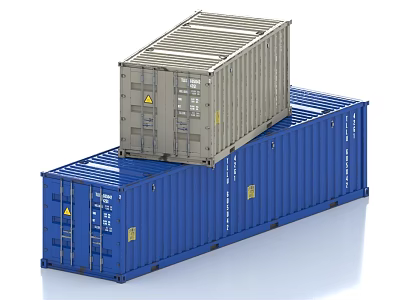 Industrial Blue and Gray Stacked Containers for Heavy Duty Logistics Equipment 3d model