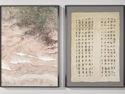 Neutral Toned Wall Art With Abstract Texture And Grid Pattern Framed Paintings 3d model