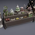 Elegant Dessert Table With Assorted Cakes Pastries Fresh Fruits Decorative Balloons Green Plants Birdcage
