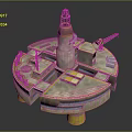 Industrial Platform Model With Central Tower Crane Buildings Pipes And Supports