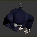 3D School Uniform Girl Character With Dark Blue Hair And Classic Outfit On Gray Background