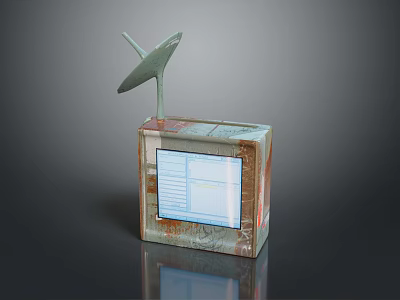 Desktop Computer Device With Colorful Textured Surface Digital Screen And Satellite Dish Antenna 3d model