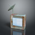 Desktop Computer Device With Colorful Textured Surface Digital Screen And Satellite Dish Antenna