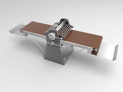 Industrial Material Handling Equipment Featuring Stainless Steel Frame And Brown Conveyor Belt 3d model