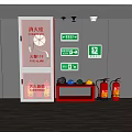 Fire Equipment Including Hydrant Extinguisher Box Alarm Exit Signs And Helmets 3d model