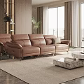 Premium Brown Leather Three Seater Recliner Sofa For Modern Elegant Comfortable Home Living Room Decor