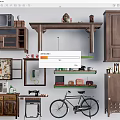 Vintage Decorative Ornaments and Furniture Collection Including Wooden Cabinet Bicycle Old TV and Shelf