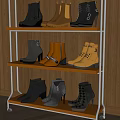 Trendy Leather Boots With High Heels In Various Colors On Shelf
