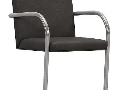 Modern Dining Chair With Black Seat Backrest And Metal Armrests Legs 3d model