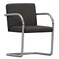 Modern Dining Chair With Black Seat Backrest And Metal Armrests Legs