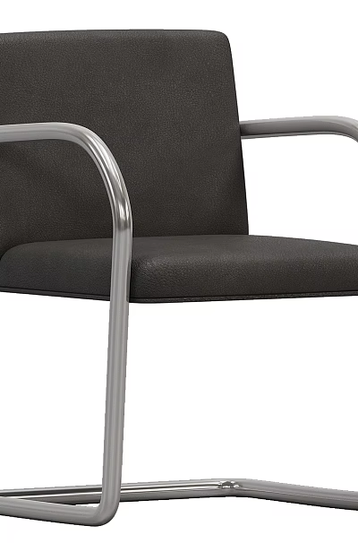 Modern Dining Chair With Black Seat Backrest And Metal Armrests Legs 3d model
