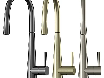 Modern High Arc Kitchen Faucets In Black Gold Silver With Single Handle Design 3d model