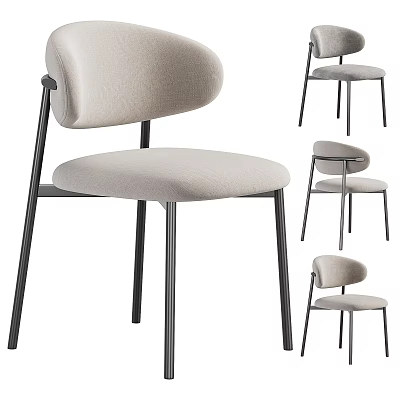 Sleek Modern Office Chair With Upholstered Beige Seat And Sturdy Metal Legs Design 3d model
