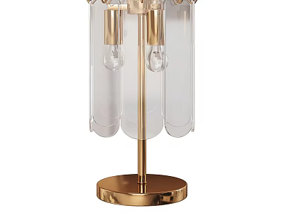Modern Table Lamp With Golden Base Transparent Glass Shades And Bulbs 3d model