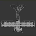 Vintage Biplane Model Featuring Detailed Metal Structure And Multiple Wings 3d model