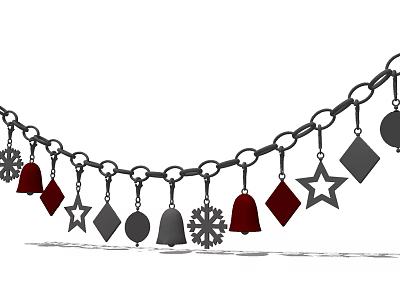Stylish Decorative Ornament Set With Chain Hanging Stars Bells Snowflakes Pendants 3d model