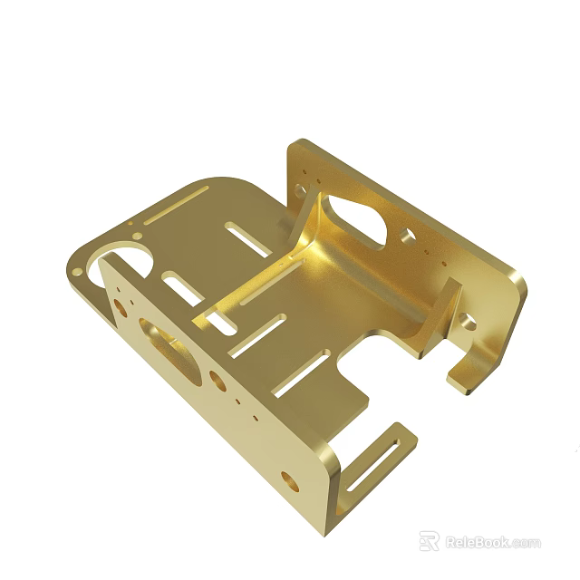 Mechanical Golden Metal Bracket Part With Precision Holes And Sturdy Structure 3d model 