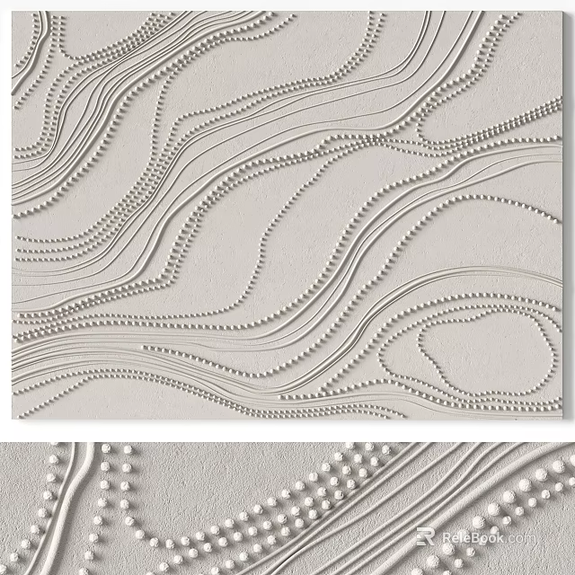 Textured Wall Decor With Wave Lines And Dots In Neutral Tones 3d model