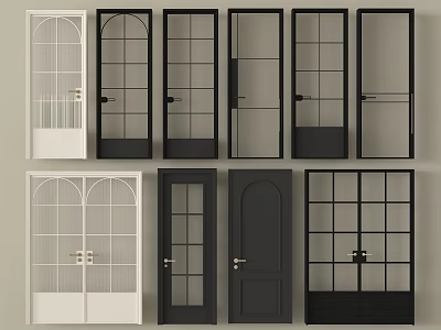Various Door And Window Frame Designs With Glass Panels And Color Options 3d model