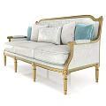 Elegant Classic Sectional Sofa with Gold Frame Accents and Light Blue Decorative Pillows