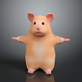 Cute Hamster Creature Character Standing With Outstretched Arms On Dark Background 3d model