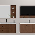 Middle Style Bathroom Cabinet Hanging Washstand Faucet Mirror 3d model