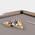 Wooden Frame Billiard Table With Cue Sticks And Colorful Billiard Balls
