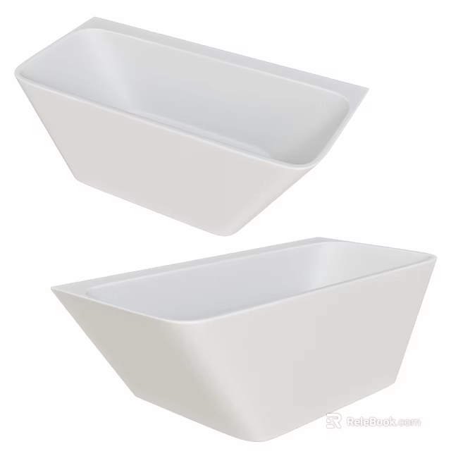 Modern White Freestanding Bathtub With Minimalist Design And Sleek Bathroom Interior 3d model 