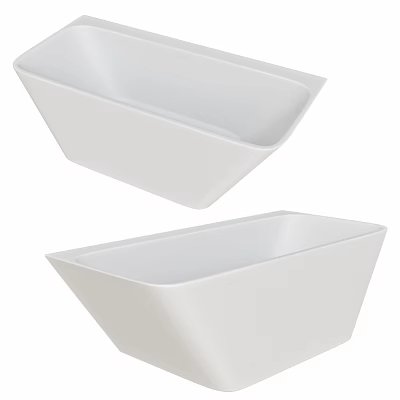 Modern White Freestanding Bathtub With Minimalist Design And Sleek Bathroom Interior 3d model
