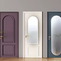 Hinged Doors In Purple White Navy Blue With Arched And Ribbed Glass For Modern Interior