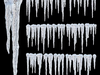 Frozen Ground With Various Icicles Hanging In Different Shapes And Sizes 3d model