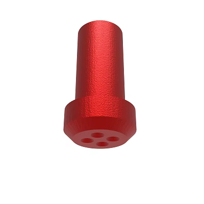 Red Cylindrical Object With Holes On The Bottom Surface Design 3d model