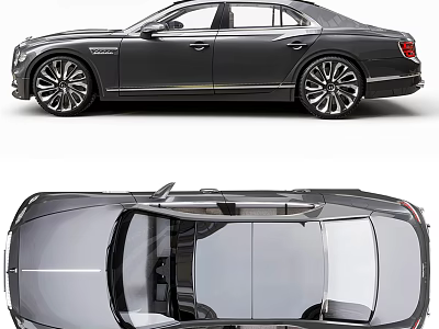 Sleek Black Luxury Sedan Side Top View Design With Alloy Wheels And Chrome Accents 3d model