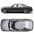 Sleek Black Luxury Sedan Side Top View Design With Alloy Wheels And Chrome Accents