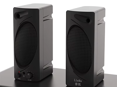 LiCheie Black Desktop Stereo Speakers With Compact Design And Clear Sound 3d model